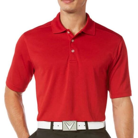 Callaway Golf Polo Shirt Opti Dri CGM211 Chili Pepper Red Men’s Small - Picture 1 of 15